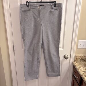 TALL Ann Taylor Navy and White Striped Seersucker Pants 16 Tall